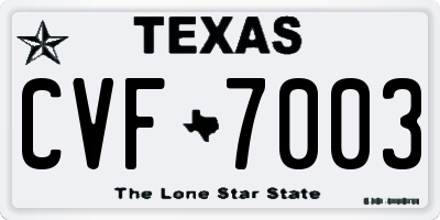 TX license plate CVF7003
