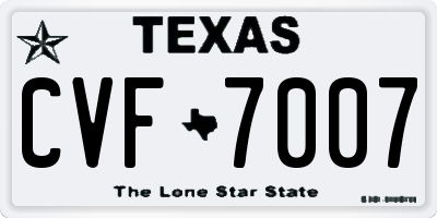 TX license plate CVF7007