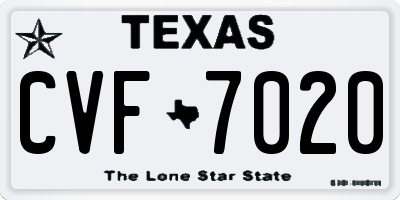TX license plate CVF7020