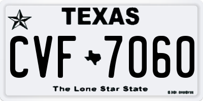 TX license plate CVF7060