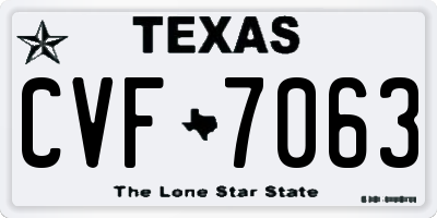 TX license plate CVF7063