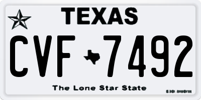 TX license plate CVF7492