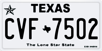 TX license plate CVF7502