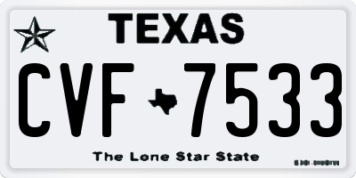 TX license plate CVF7533
