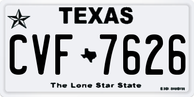 TX license plate CVF7626
