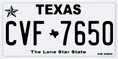 TX license plate CVF7650