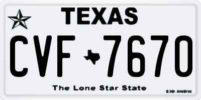 TX license plate CVF7670