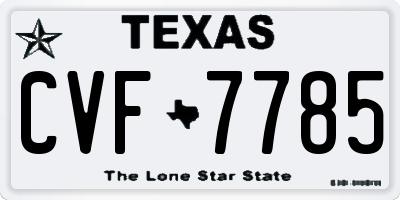 TX license plate CVF7785