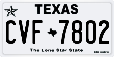 TX license plate CVF7802