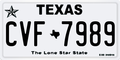 TX license plate CVF7989