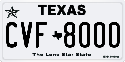 TX license plate CVF8000