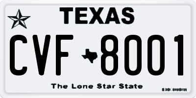 TX license plate CVF8001