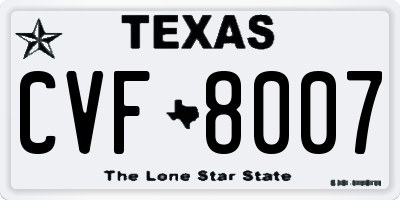 TX license plate CVF8007