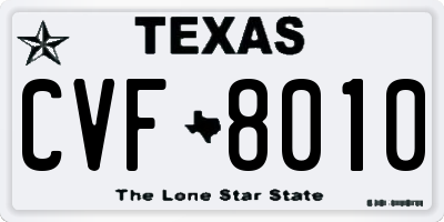 TX license plate CVF8010