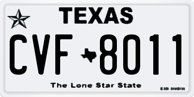 TX license plate CVF8011