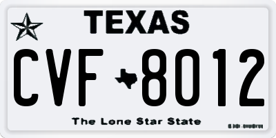 TX license plate CVF8012