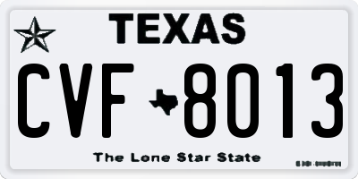 TX license plate CVF8013