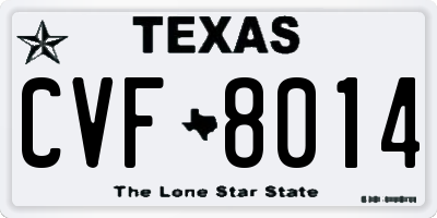TX license plate CVF8014