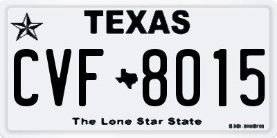 TX license plate CVF8015