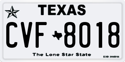 TX license plate CVF8018