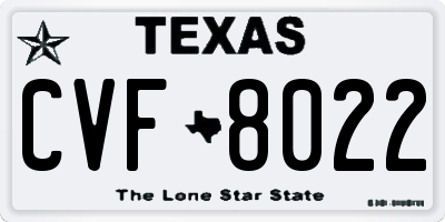 TX license plate CVF8022