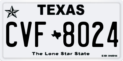 TX license plate CVF8024