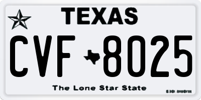 TX license plate CVF8025