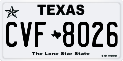 TX license plate CVF8026