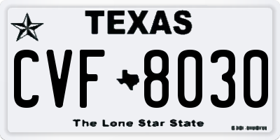 TX license plate CVF8030