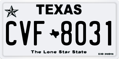 TX license plate CVF8031