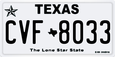 TX license plate CVF8033