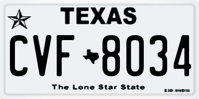 TX license plate CVF8034