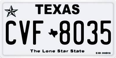 TX license plate CVF8035