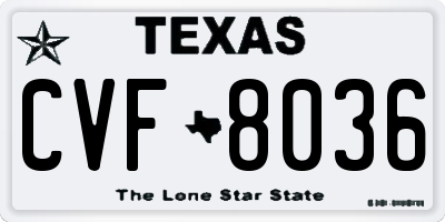 TX license plate CVF8036