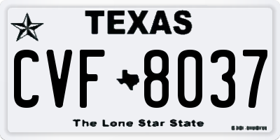 TX license plate CVF8037