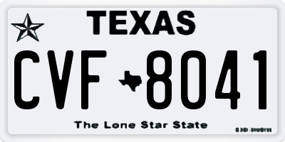 TX license plate CVF8041