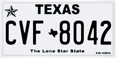 TX license plate CVF8042
