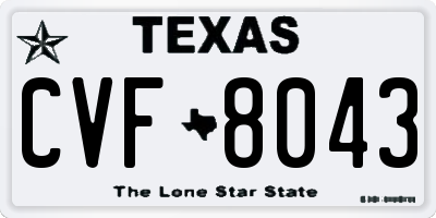 TX license plate CVF8043