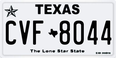 TX license plate CVF8044