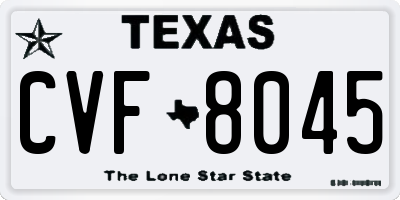 TX license plate CVF8045