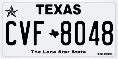 TX license plate CVF8048