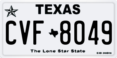 TX license plate CVF8049