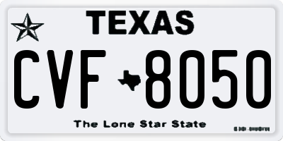 TX license plate CVF8050