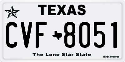 TX license plate CVF8051