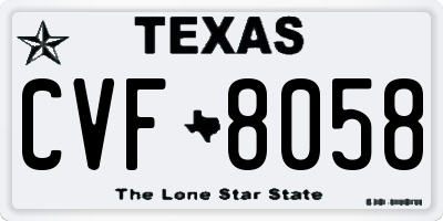 TX license plate CVF8058