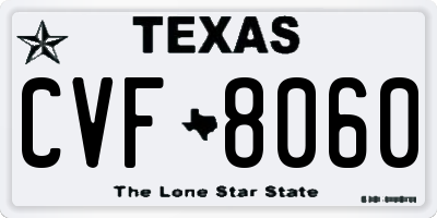 TX license plate CVF8060