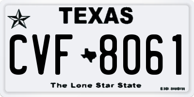 TX license plate CVF8061