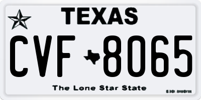 TX license plate CVF8065