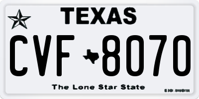 TX license plate CVF8070