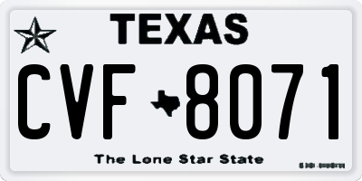 TX license plate CVF8071